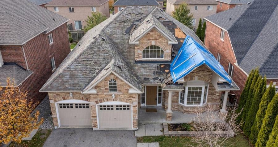 Storm-damaged roof